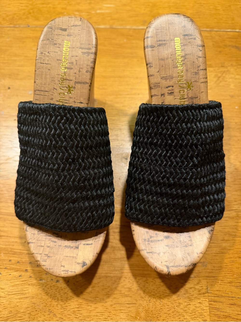 Montego Bay Club Black Woven Cork Slide Mules